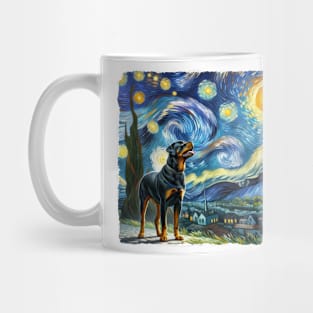 Starry Rottweiler Dog Portrait - Pet Portrait Mug